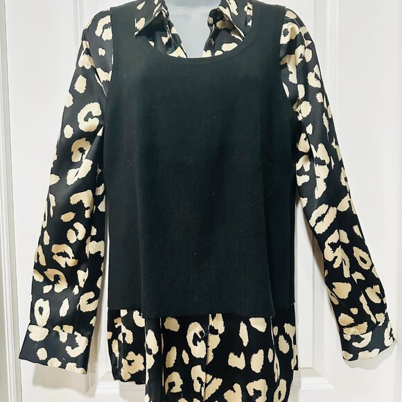 Ann Taylor Loft Black Scoop Neck Sleeveless Pullover Vest/Top, Size XL - Picture 2 of 11